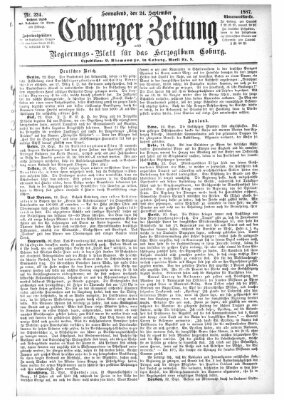 Coburger Zeitung Samstag 24. September 1887