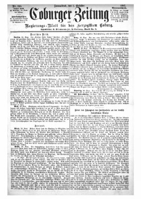 Coburger Zeitung Samstag 1. Oktober 1887