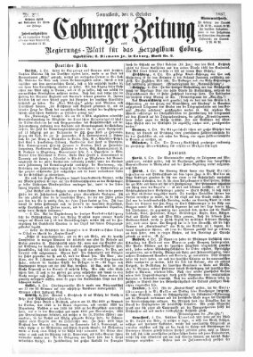 Coburger Zeitung Samstag 8. Oktober 1887