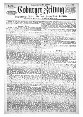 Coburger Zeitung Samstag 15. Oktober 1887