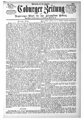 Coburger Zeitung Mittwoch 26. Oktober 1887