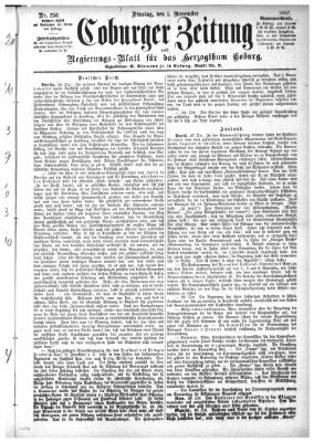 Coburger Zeitung Dienstag 1. November 1887