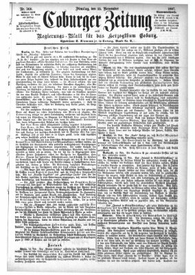 Coburger Zeitung Dienstag 15. November 1887