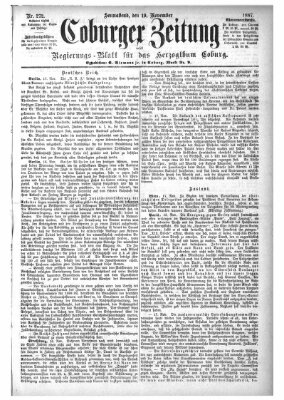 Coburger Zeitung Samstag 19. November 1887