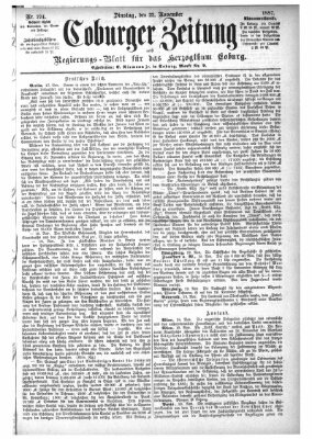 Coburger Zeitung Dienstag 22. November 1887