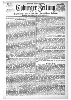 Coburger Zeitung Samstag 26. November 1887