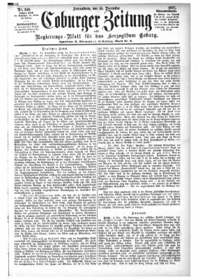 Coburger Zeitung Samstag 10. Dezember 1887