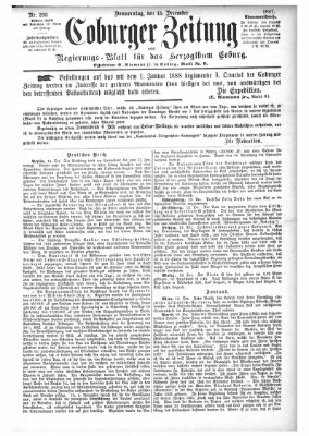 Coburger Zeitung Donnerstag 15. Dezember 1887