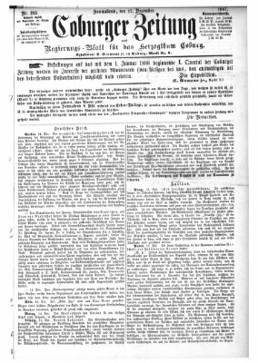 Coburger Zeitung Samstag 17. Dezember 1887