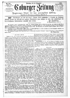 Coburger Zeitung Montag 19. Dezember 1887