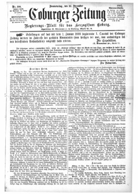 Coburger Zeitung Donnerstag 22. Dezember 1887