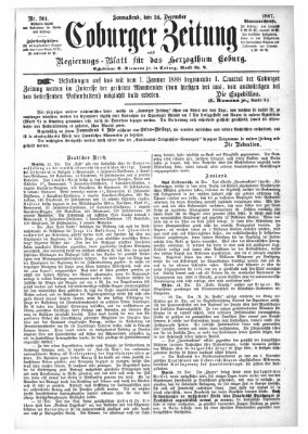 Coburger Zeitung Samstag 24. Dezember 1887