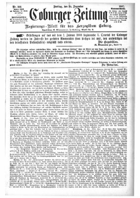 Coburger Zeitung Freitag 30. Dezember 1887