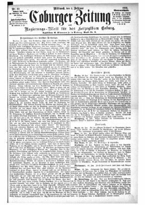 Coburger Zeitung Mittwoch 1. Februar 1888