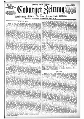 Coburger Zeitung Montag 20. Februar 1888