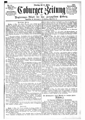 Coburger Zeitung Dienstag 20. März 1888