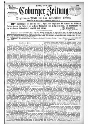 Coburger Zeitung Montag 26. März 1888