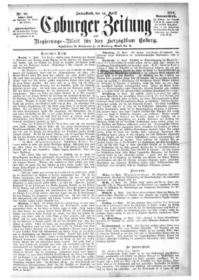 Coburger Zeitung Samstag 14. April 1888