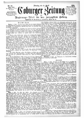 Coburger Zeitung Dienstag 17. April 1888