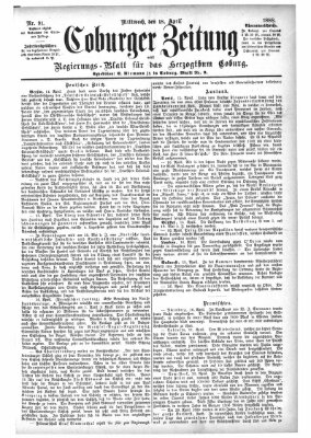 Coburger Zeitung Mittwoch 18. April 1888