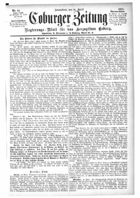 Coburger Zeitung Samstag 21. April 1888