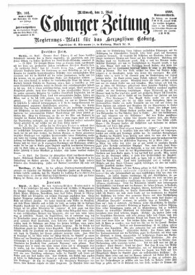 Coburger Zeitung Mittwoch 2. Mai 1888