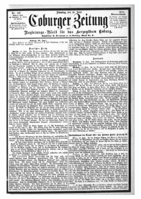 Coburger Zeitung Dienstag 19. Juni 1888