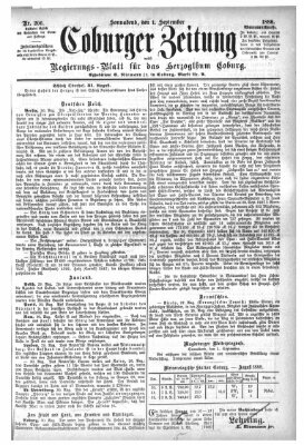 Coburger Zeitung Samstag 1. September 1888