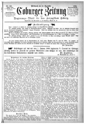 Coburger Zeitung Mittwoch 12. Dezember 1888