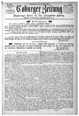 Coburger Zeitung Samstag 29. Dezember 1888