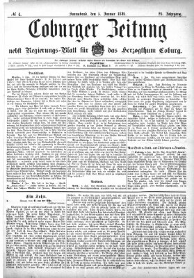 Coburger Zeitung Samstag 5. Januar 1889