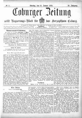 Coburger Zeitung Dienstag 22. Januar 1889