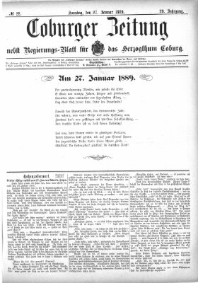 Coburger Zeitung Sonntag 27. Januar 1889