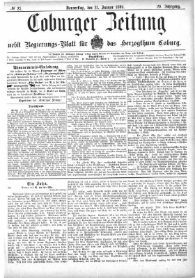 Coburger Zeitung Donnerstag 31. Januar 1889