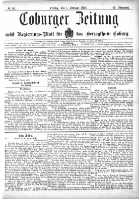 Coburger Zeitung Freitag 1. Februar 1889