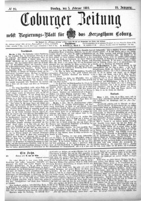 Coburger Zeitung Dienstag 5. Februar 1889