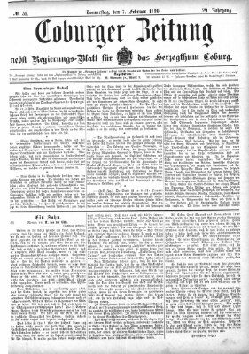 Coburger Zeitung Donnerstag 7. Februar 1889