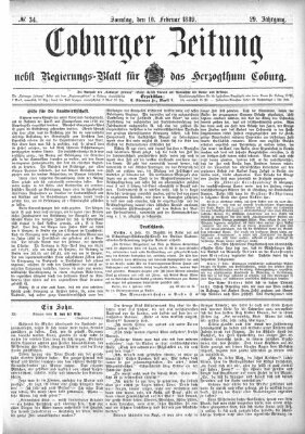 Coburger Zeitung Sonntag 10. Februar 1889