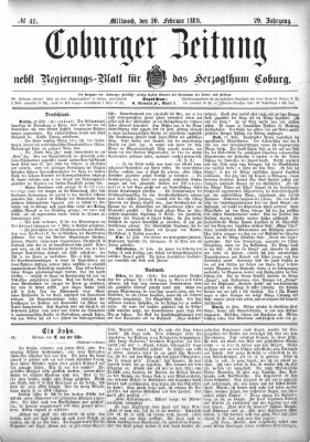 Coburger Zeitung Mittwoch 20. Februar 1889