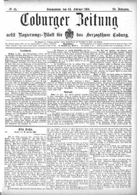 Coburger Zeitung Samstag 23. Februar 1889