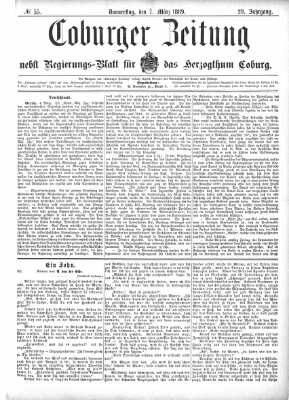 Coburger Zeitung Donnerstag 7. März 1889