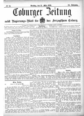 Coburger Zeitung Dienstag 12. März 1889