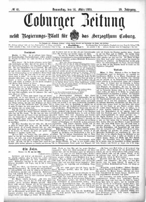 Coburger Zeitung Donnerstag 14. März 1889