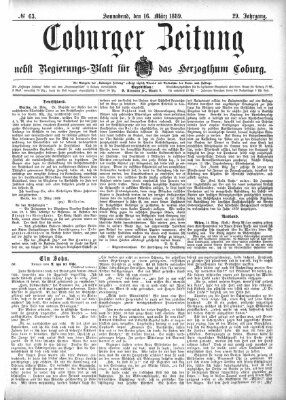 Coburger Zeitung Samstag 16. März 1889