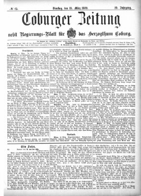 Coburger Zeitung Dienstag 19. März 1889