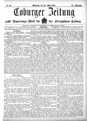 Coburger Zeitung Mittwoch 20. März 1889