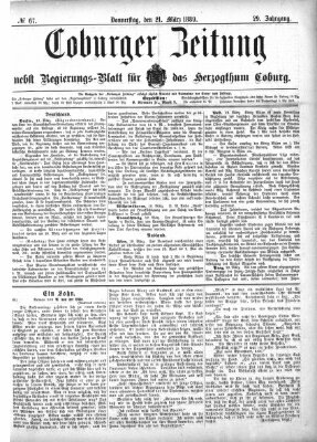 Coburger Zeitung Donnerstag 21. März 1889