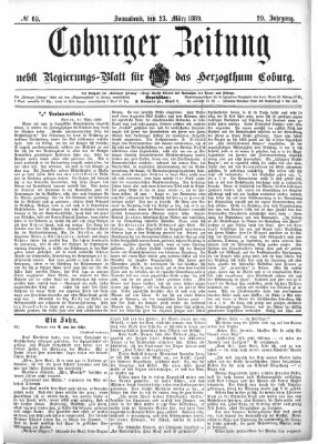 Coburger Zeitung Samstag 23. März 1889