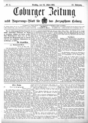 Coburger Zeitung Dienstag 26. März 1889