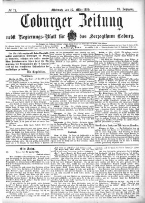 Coburger Zeitung Mittwoch 27. März 1889